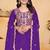 Purple festive wear designer chinon coding sequence embroidery work readymade suit