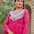 Pink festive wear designer faux georgette embroidery thread work with real mirror work readymade suit