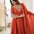 Orange festive wear designer heavy blooming faux georgette heavy embroidery sequence moti work readymade suit