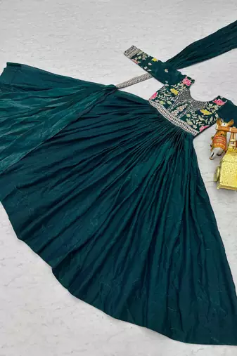 Maroon festive wear designer fendy silk heavy cording sequence & thread embroidery work readymade suit