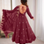 Maroon festive wear designer crunchy silk embroidery sequence work readymade suit