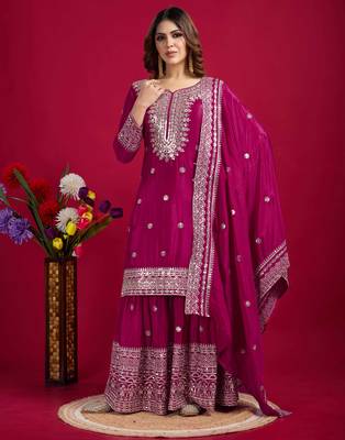 Pink festive wear designer trendy elementary designer readymade suit collection 1