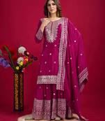 Pink festive wear designer trendy elementary designer readymade suit collection