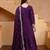 Purple festive wear designer natural crepe sequence embroidery work readymade suit