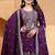 Purple festive wear designer natural crepe sequence embroidery work readymade suit