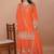 Orange festive wear designer chinon coding sequence embroidery work readymade suit