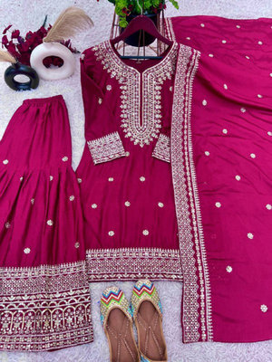 Pink festive wear designer trendy elementary designer readymade suit collection 4