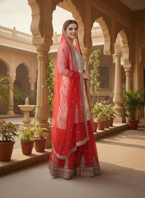 White festive wear designer pure heavy georgette embroidery sequence work readymade suit 2