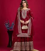 Maroon festive wear designer trendy elementary designer readymade suit collection