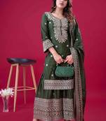 Green festive wear designer trendy elementary designer readymade suit collection