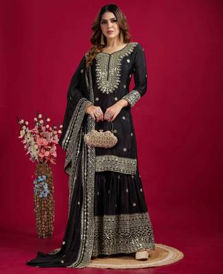 Black festive wear designer trendy elementary designer readymade suit collection 1
