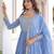 Sky blue festive wear designer faux georgette sequins & zari embroidered work readymade suit