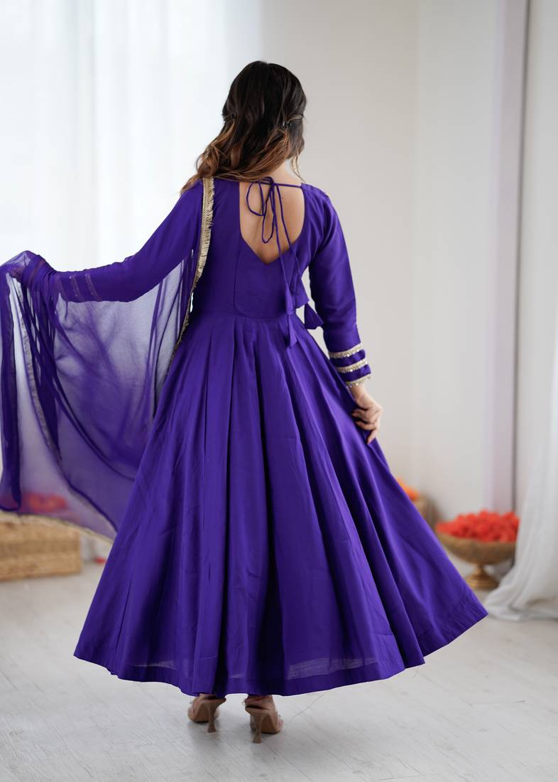 Purple festive wear designer roman silk codding work readymade suit