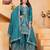 Teal festive wear designer natural crepe sequence embroidery work readymade suit