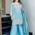 Sky blue festive wear designer pure jimmy choo silk embroidery sequence work readymade suit