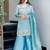 Sky blue festive wear designer pure jimmy choo silk embroidery sequence work readymade suit