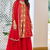 Red festive wear designer fox georgette mirror with thread with bids look embroidery work readymade suit