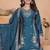 Teal festive wear designer chinon sequence embroidery work readymade suit