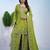 Parrot green festive wear designer chinon coding sequence embroidery work readymade suit