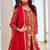 Red festive wear designer fox georgette mirror with thread with bids look embroidery work readymade suit