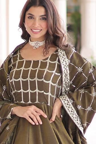 Mehendi festive wear designer nc vichitra sequins & zari embroidered work readymade suit