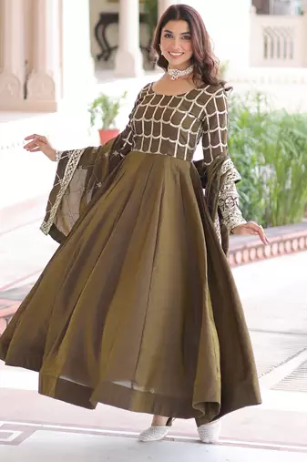 Mehendi festive wear designer nc vichitra sequins & zari embroidered work readymade suit