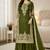 Mehendi green festive wear designer pure gmy silk embroidery coding sequence work with moti work readymade suit