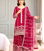 Pink festive wear designer pure fendy silk sequence work readymade suit