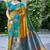 Teal & mustard gold zari woven banarasi silk saree traditional party wear with blouse