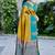 Teal & mustard gold zari woven banarasi silk saree traditional party wear with blouse