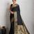 Black woven, self design, embellished pure silk banarasi saree with blouse