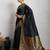 Black woven, self design, embellished pure silk banarasi saree with blouse