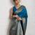 Blue woven, self design, embellished pure silk banarasi saree with blouse
