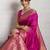 Dark pink woven, self design, embellished pure silk banarasi saree with blouse