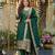 Women's green art silk printed straight kurta pant set with dupatta