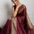 Maroon woven, self design, embellished pure silk banarasi saree with blouse
