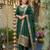Women's green art silk printed straight kurta pant set with dupatta