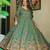 Women's green muslin floral printed anarkali style kurta set with dupatta