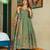 Women's green muslin floral printed anarkali style kurta set with dupatta