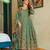 Women's green muslin floral printed anarkali style kurta set with dupatta