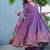 Women's purple muslin floral printed anarkali style kurta set with dupatta