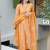 Women's orange embroidered muslin kurta pant set with organza dupatta