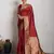 Red woven, self design, embellished pure silk banarasi saree with blouse