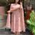 Women's peach embroidered chanderi straight kurta pant set with dupatta