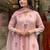 Women's peach embroidered chanderi straight kurta pant set with dupatta