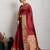 Red woven, self design, embellished pure silk banarasi saree with blouse