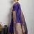 Royal blue woven, self design, embellished pure silk banarasi saree with blouse