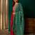 Women's red silk embroidered straight kurta pant set with dupatta