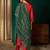 Women's red silk embroidered straight kurta pant set with dupatta