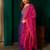 Women's violet silk embroidered straight kurta pant set with dupatta